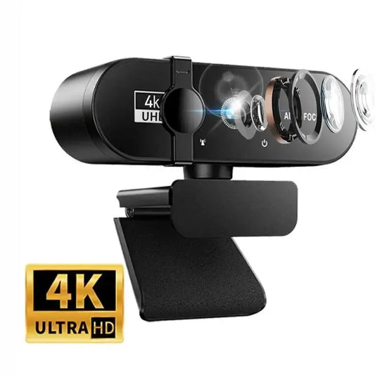 4K/1080P Network Camera with Privacy Cover, Auto Focus, Automatic Exposure, USB Webcam, 360° Rotating Universal Compatibility
