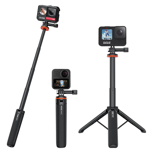 VRIG TP-08 Extendable Selfie Stick Tripod (20.1 inches) - Compatible with Insta360 X3, GoPro Hero Series (10, 9, 8, 7, 6, 5, 4), DJI Osmo Action, and Insta 360 One R