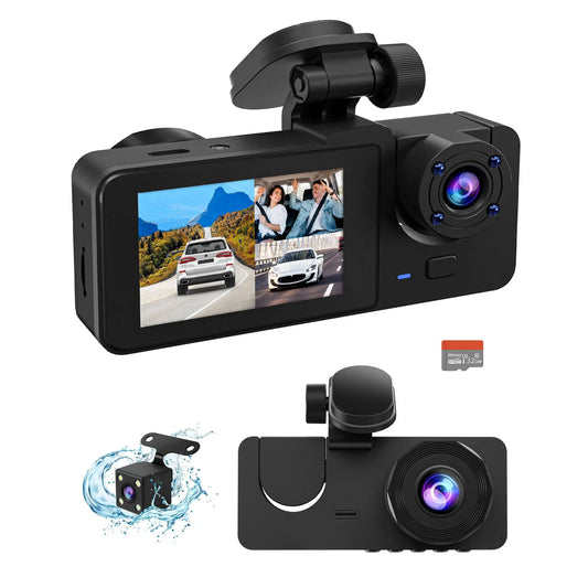 4K Full UHD Car Dash Cam with Front and Rear Cameras, Free 64GB SD Card, HDR, WDR, Night Vision, Loop Recording, 24H Parking Mode, No App Required Car Driving Recorder