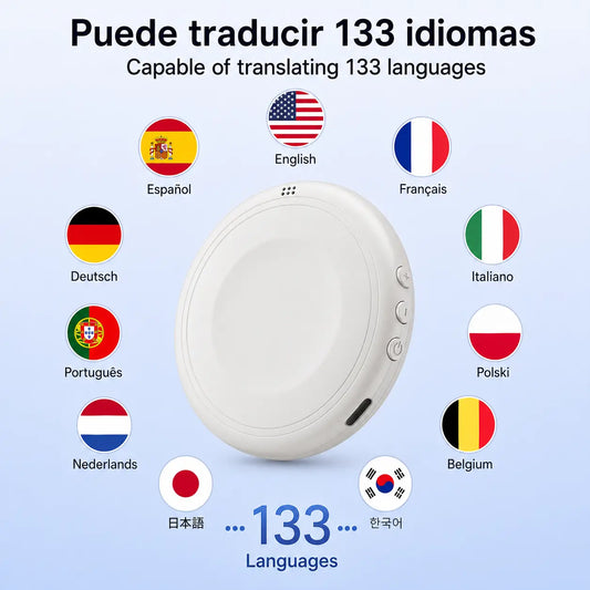 TS1 English & Spanish Practice Smart Translator - Real-Time Translation in 133 Languages for Travel, Business, Language Practice Companion, Bluetooth Translator